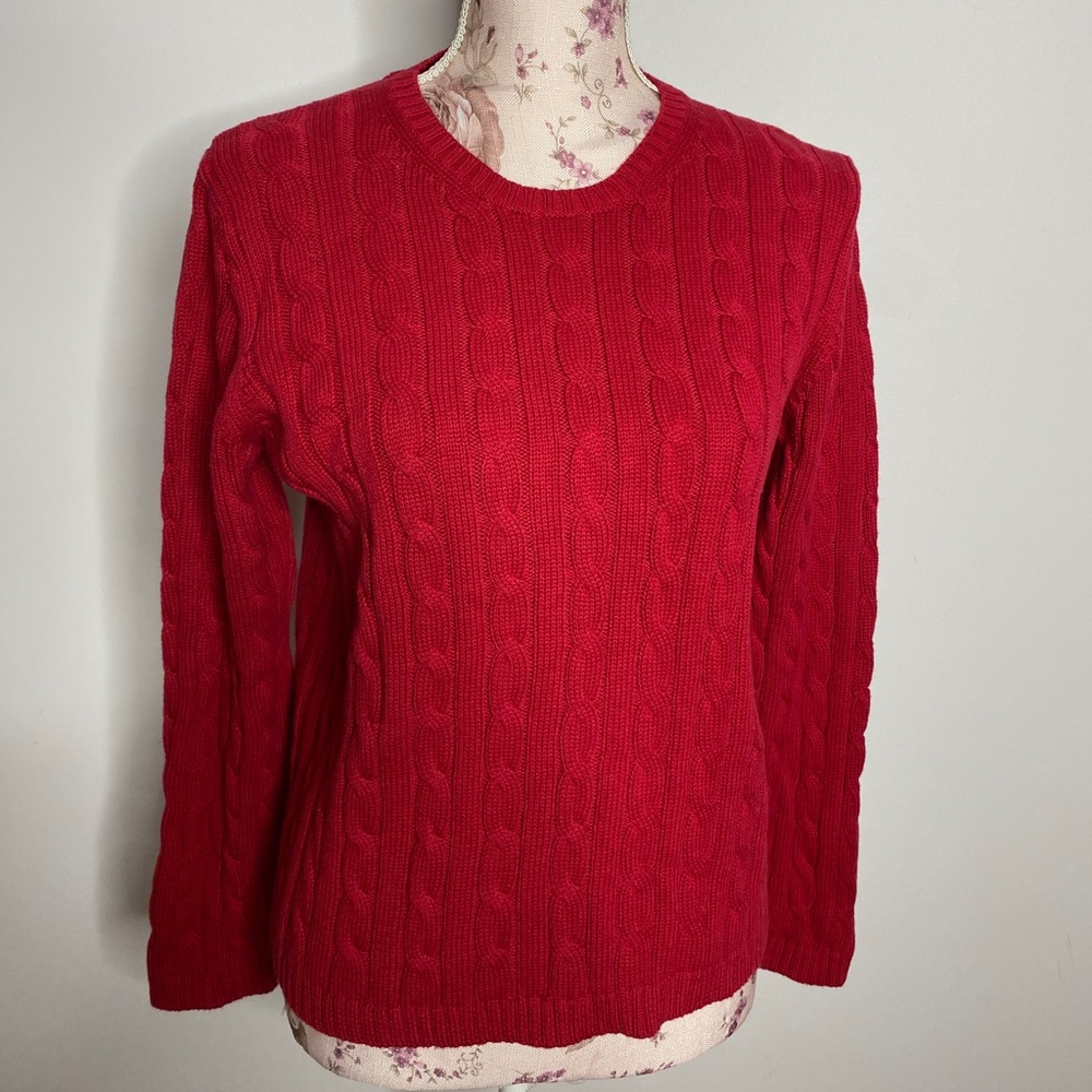 EMANUEL UNGARO 100% Cotton Sweater Cable Knit Sweater Crew Neck